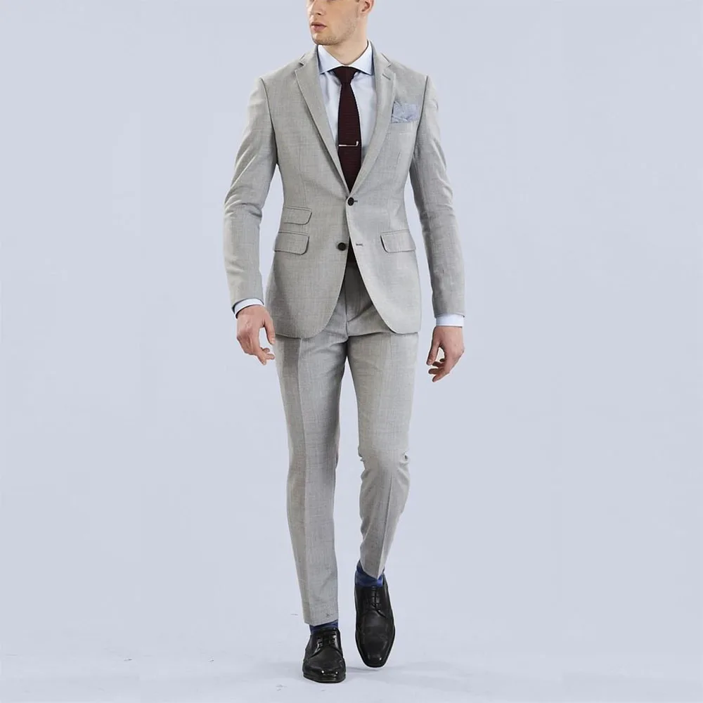 

Business Men's Suit Fashion Single Breasted Notch Lapel 2 Pieces Jacket Pants Slim Fit Banquet Business Wedding Male Clothing