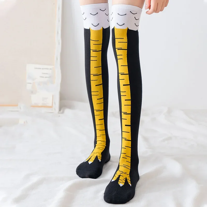 Funny Chicken Paw Stocking Over-knee Pressure Thin Leg Long Stockings Women Spring Autumn Winter Middle High School Girls Socks