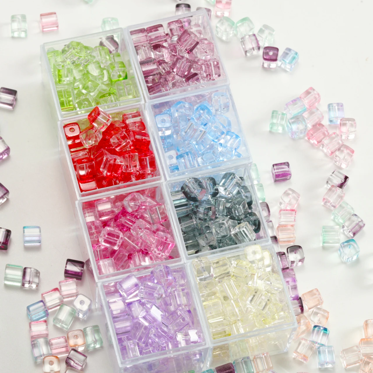 30/240pcs/Lot 7mm Crystal Square Glass Bead Faceted Exquisite Beads for Jewelry Making DIY Charms Bracelet Necklace Accessories