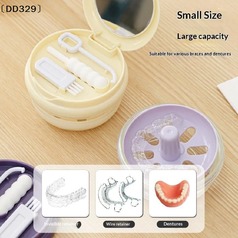 Spring Lift Aligner Retainer Denture Case Layered Design Leakproof Structure For Daily Travel Oral Care〔DD329〕