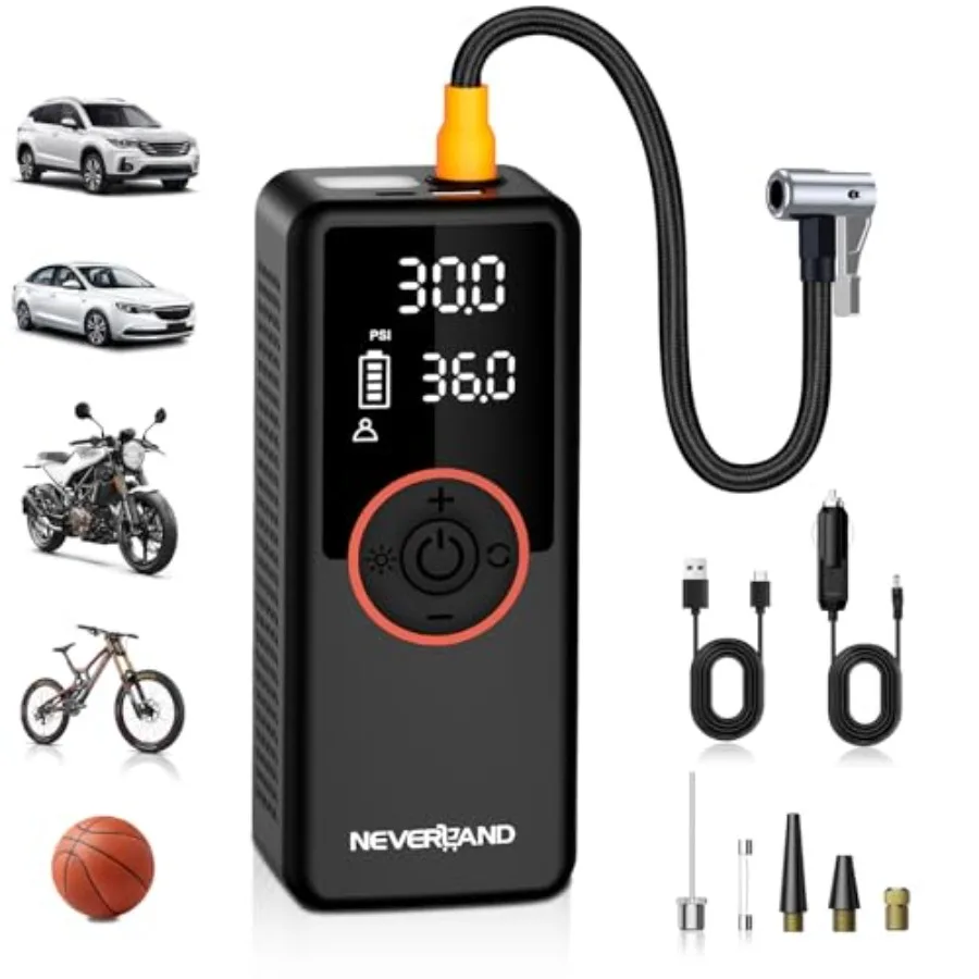 Inflador de neumáticos SUV portátil, compresor de aire de alta potencia de 30000mAh, 180PSI, 150W con indicador Digital, inf de neumáticos de doble iluminación