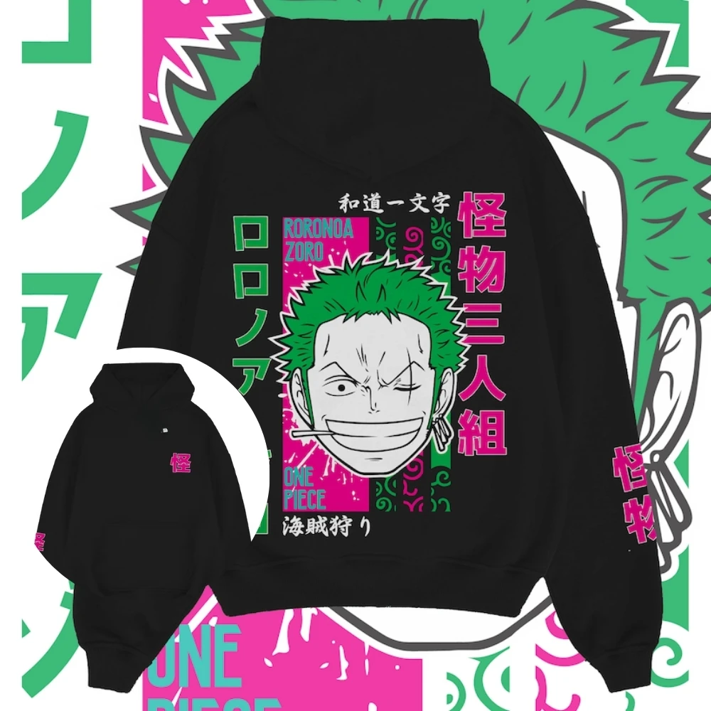 

One Piece Hoodies Zoro Graphic Anime Pullover Hoodie Men Trend Street Sports Sweater Women High Quality Autumn Winter Jumper