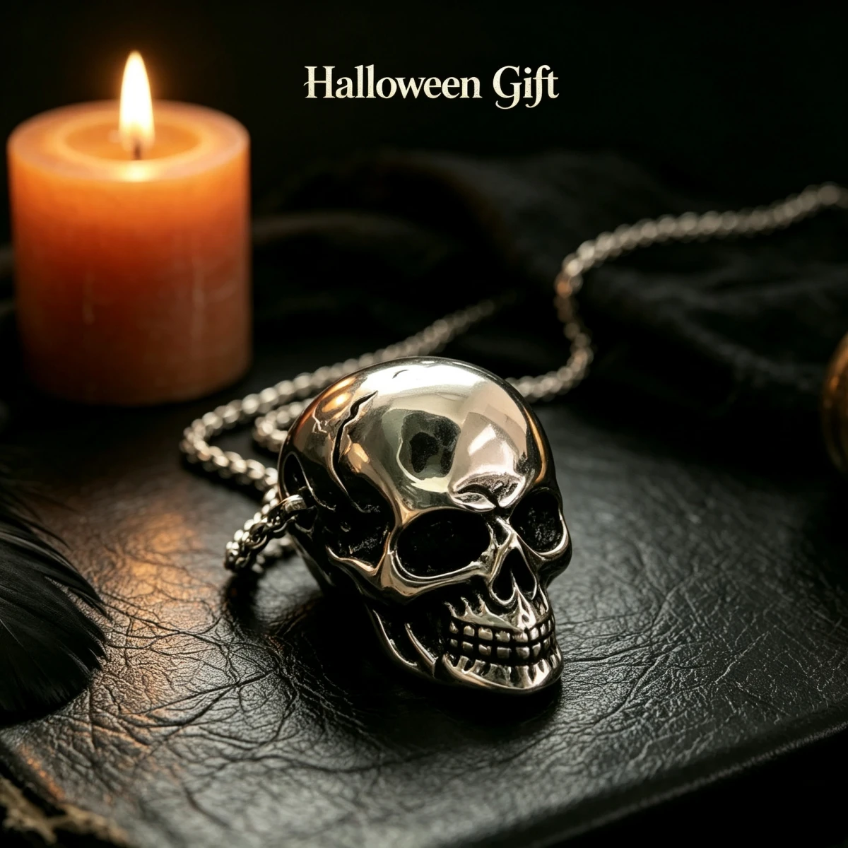 Halloween-Geschenk Kleine Totenkopf-Halskette Gotischer Stil Metallanhänger Schmuckzubehör – Detail 1
