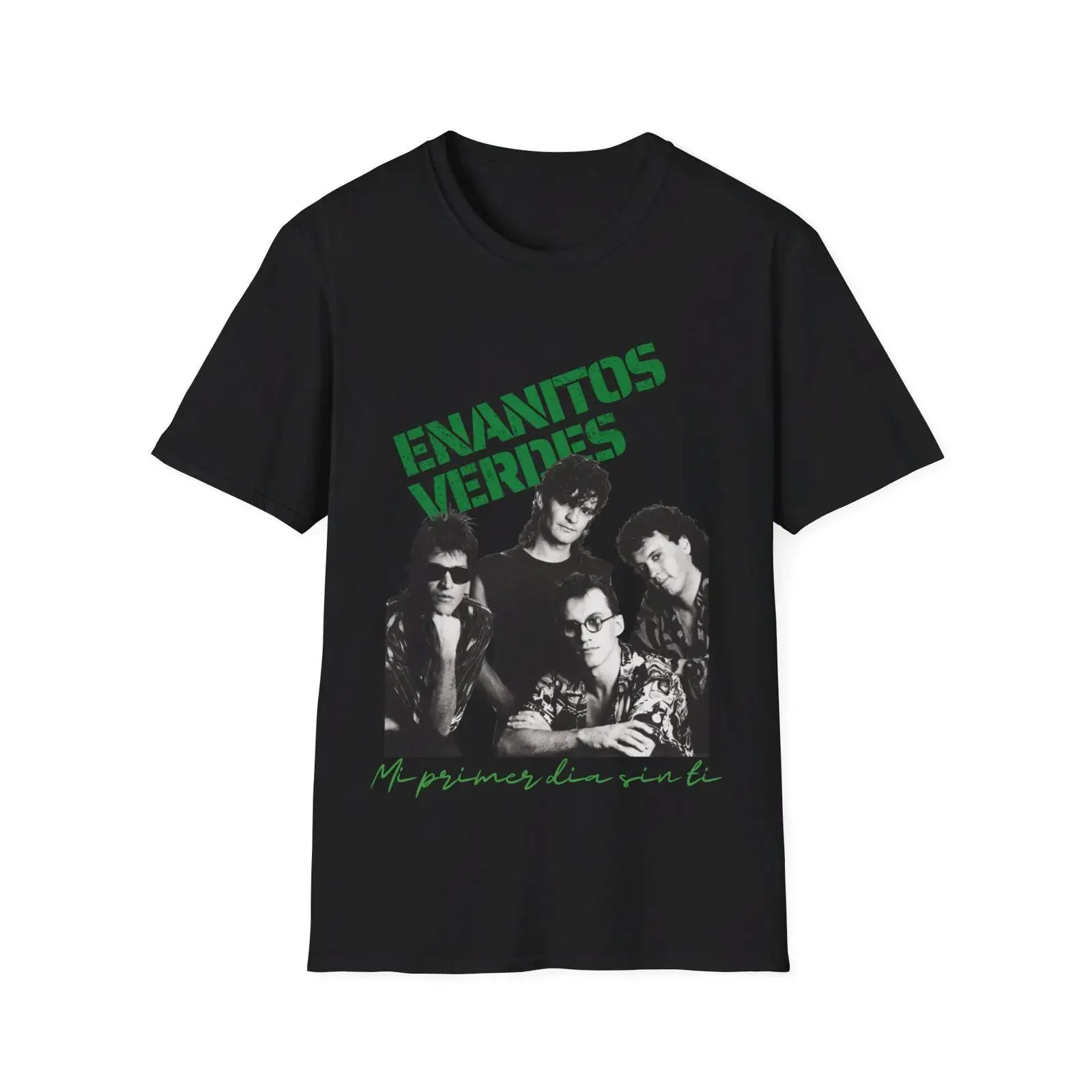 Camiseta de Hombre Enanitos Verdes Primer dia sin ti, Estilo Vintage Lavado, Casual, Streetwear, Ligeramente Masculina, con Gráficos, a la Moda