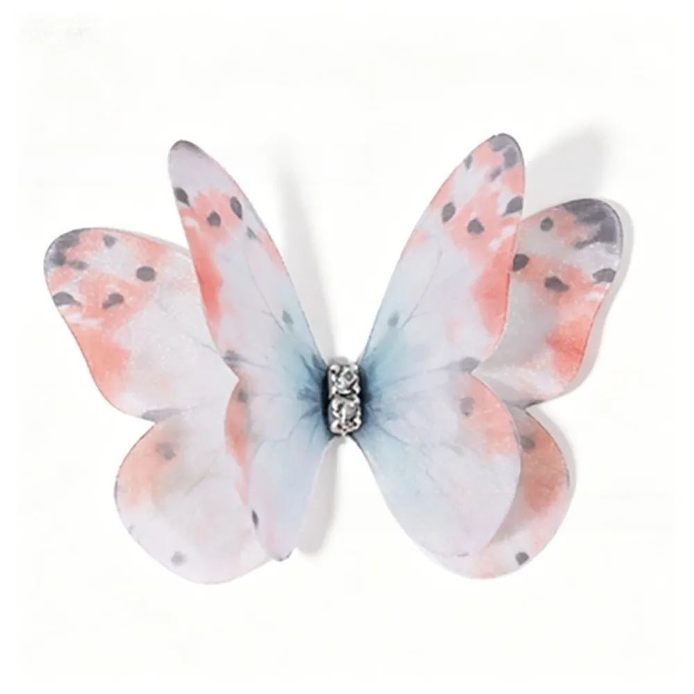 

50Pcs 3D Organza Fabric Butterfly Appliques Double-layer Ink Wash Color Chiffon Butterfly Embroidered Patches Translucent