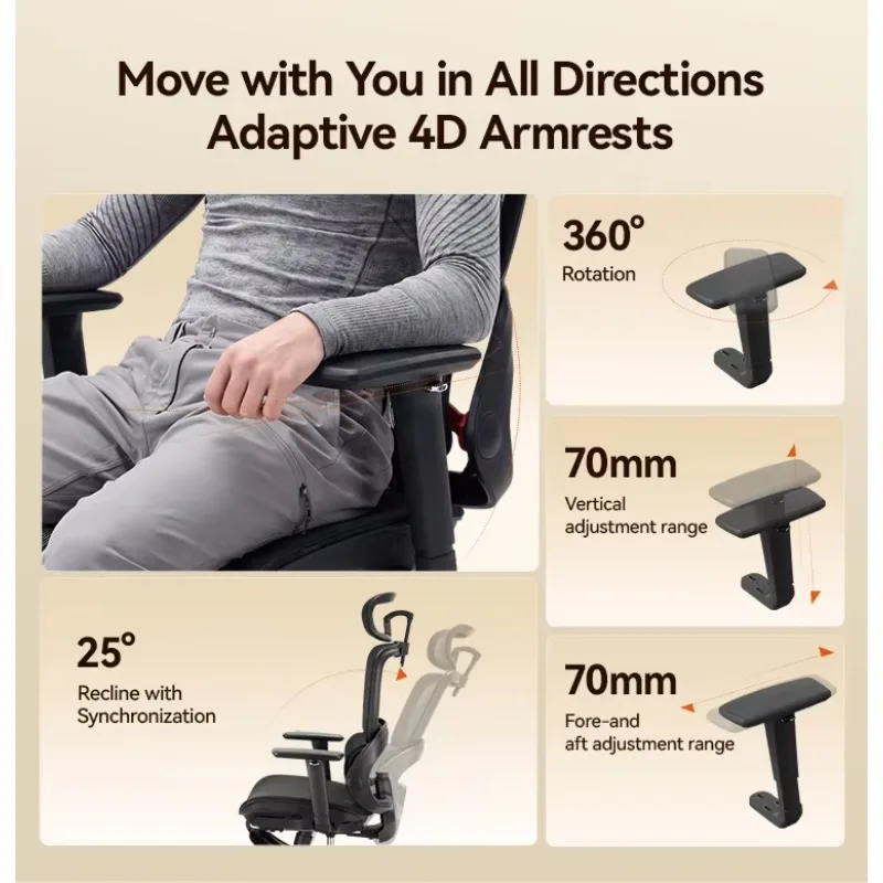 B100 4D Armrest Breathable Mesh Ergonomic Executive Office Chair Lumbar Support For Home Work Study