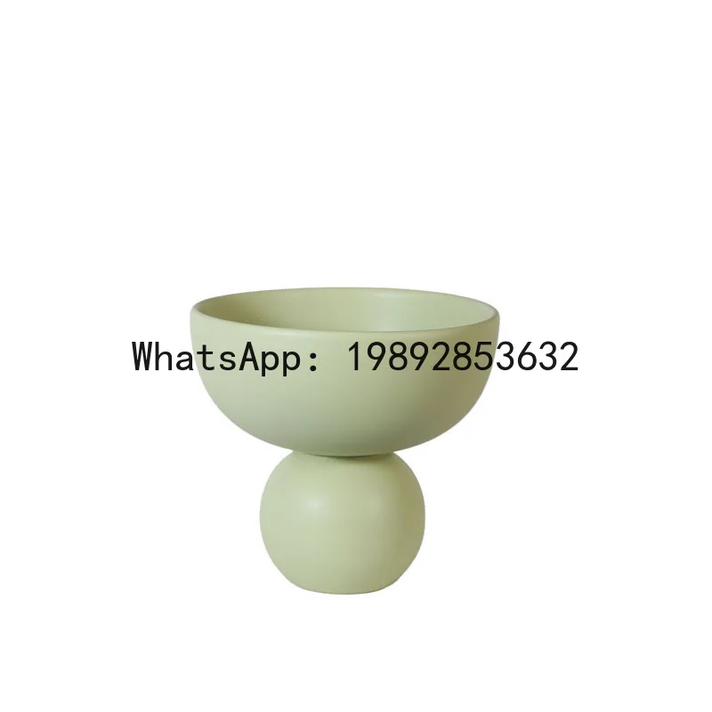 LYY Ceramic Fruit Plate, Cream Style, Living Room Coffee Table Tray, Large High-Stand Decorative Storage Fruit Plate