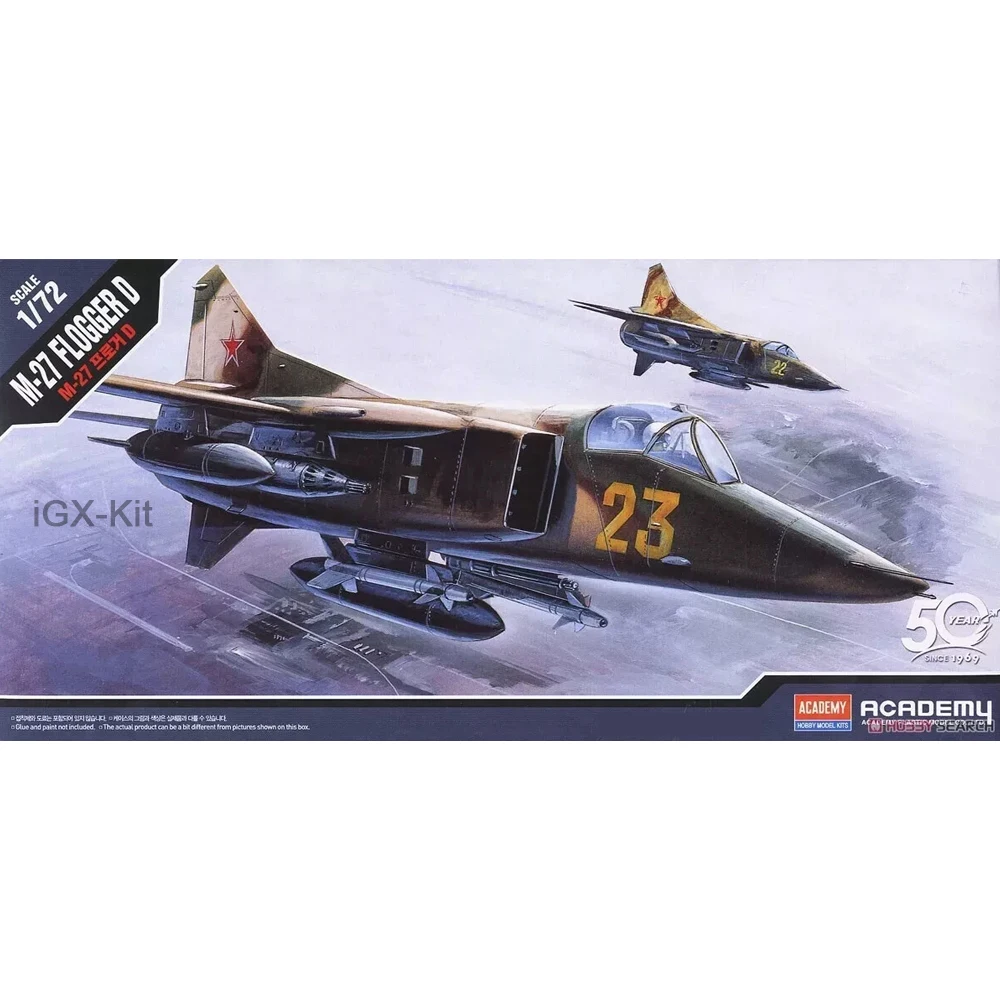 Academy 12455 1/72 Scale Soviet Mig27 MiG-27 Flogger D Attack Fighter Jet Aircraft Hobby Craft Toy Plastic Model Building Kit