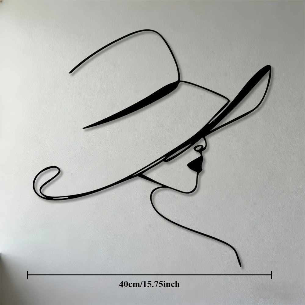 CIFBUY Iron Wall Art Elegant Lady Metal Sculpture Rustproof Hanging Plaque 2D Home Decor Ornament Minimalist Line Art