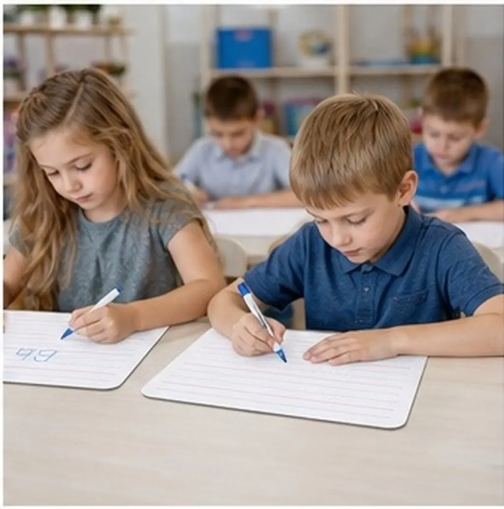 2Pcs Dry Erase Board Double Sided Small Whiteboard Blank Side for Drawing Lined Side for Writing Practice Reusable Early