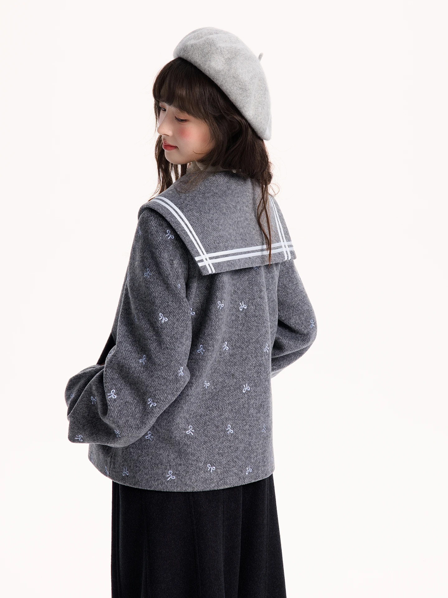 

Утепленное шерстяное пальто Sweet Fi L Salt Han Bell для женщин, молодежное, в университетском стиле, зимняя верхняя одежда, молодежное, с узлом