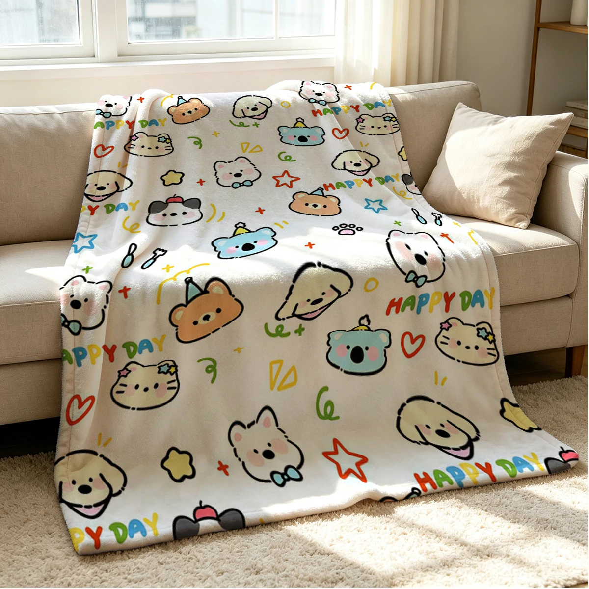 Pet Joy Flannel Blanket Warm Soft Halloween Christmas Couch Warm Cozy Decorative Decor Gift for All Season