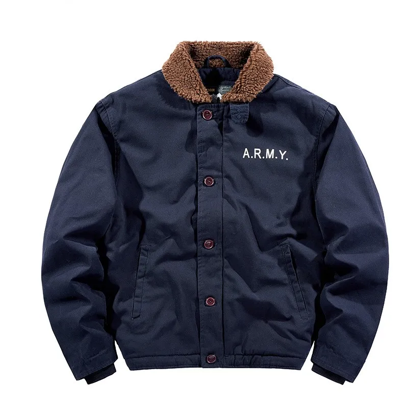 

Autumn Winter Thiened Cotton Jaet Leisure Large Size Lamb Velvet Workwear Cotton Coat Fce Lined Stand Collar Workwear ...