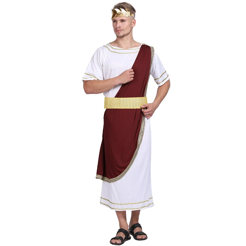 

Men's Halloween Ancient Greek Roman Caesar Cosplay Costume Retro Robe Fancy Party Dress Christmas Carnival Easter Purim Costumes