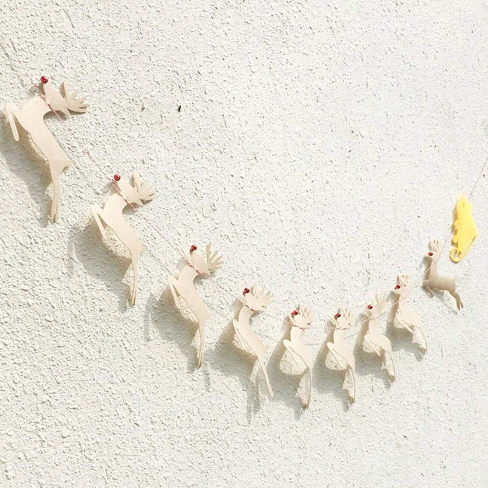 

Elk Sled Pulling Flag Party Banner Christmas Garland Non-woven Wedding Birthday