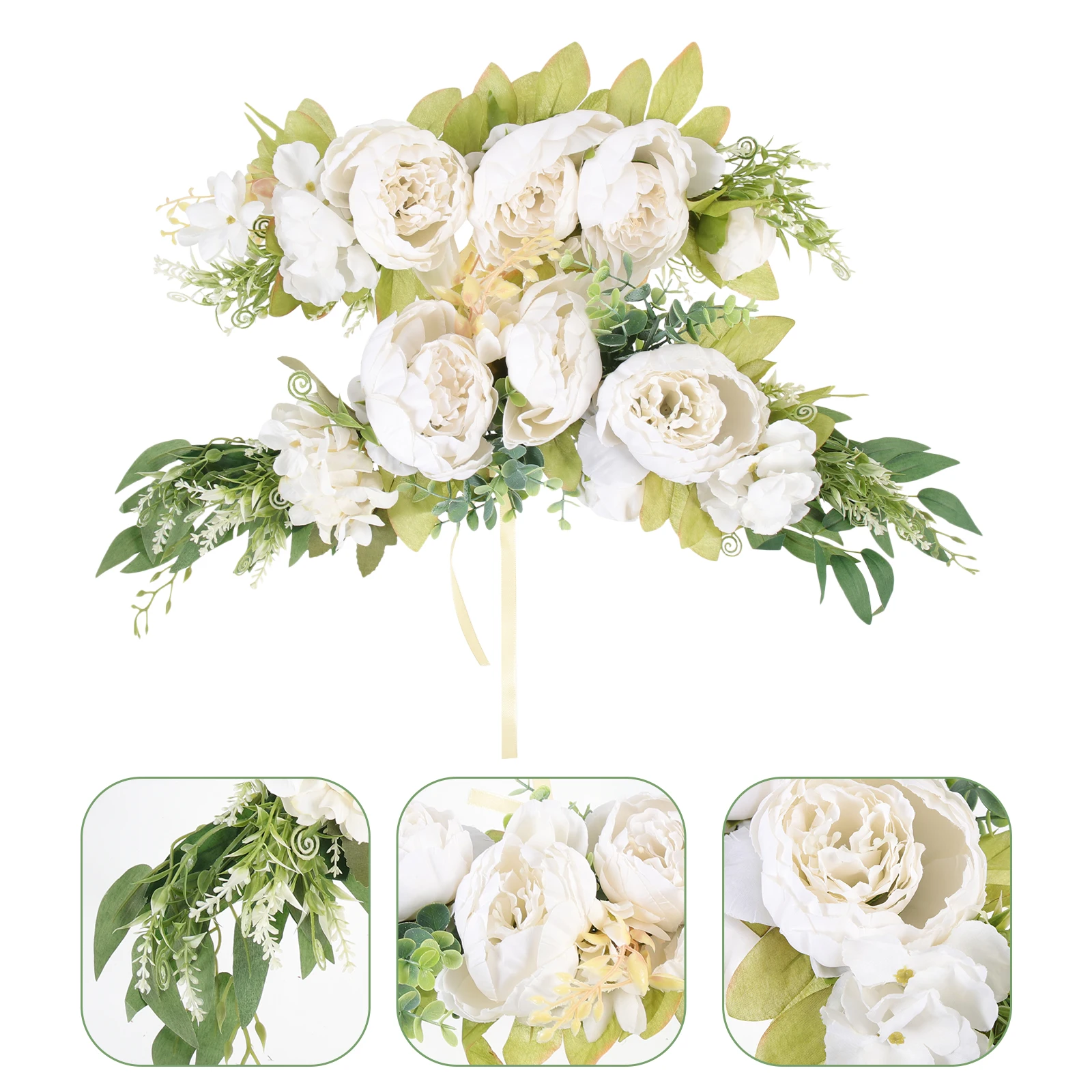 2 قطعة قوس الزفاف وهمية الأزهار غنيمة لباب جدار زهرة الورد ديكور المنزل حساسة الباب الاصطناعي إكليل قوس زهرة ديكور