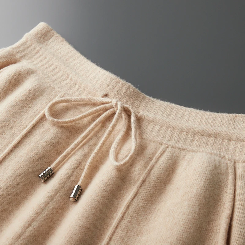 

ADDONEE осень-зима мужские трикотажные брюки из 100% шерсти толстые прямые брюки высокого качества умный повседневный кашемировый трикотаж