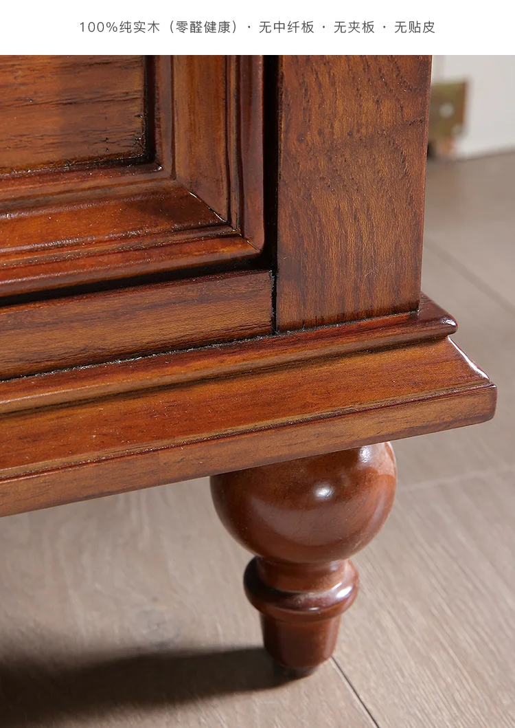 White toon wood dressing table and chest of drawers integrated 1 meter, all solid wood bedside dressing table 1.2 meters