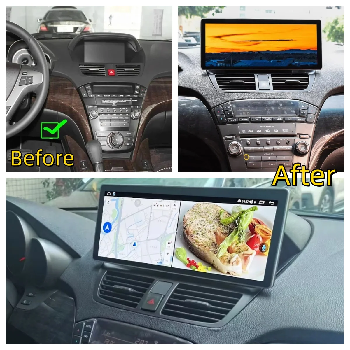 Android 14 Stereo GPS Navigation For Honda Acura MDX 2007-2013 Multimedia Video Player 12.3-inch DSP 4G Wifi Carplay Car Radio