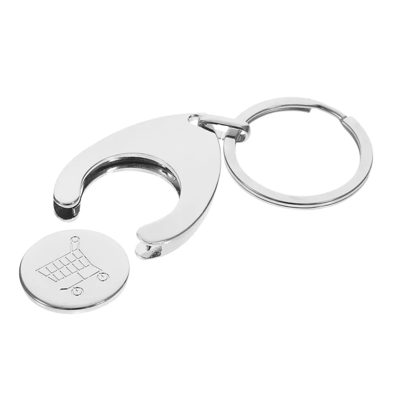 1Pcs Shopping Cart Token Keychain, Quarter Coin Shape Portable Key Ring, Unisex Grocery Supermarket Checkout Accessory Gift