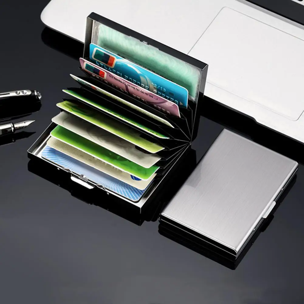 Pocket Credit Card Holder Rfid Blocking Card Holder Rfid Blocking Metal Card case Safe Buckle Metal Clip Credit Cards Organizer