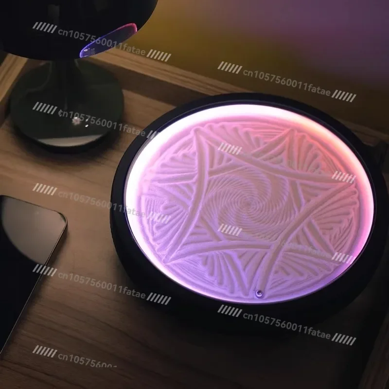 Kinetic Zen Sand Garden， Programmable Automatic Drawing Machine for Home Office Decor， Soothing Ambient Light & Creative Gift