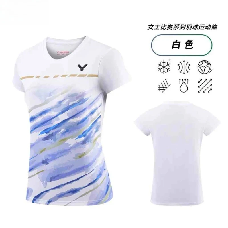 

For Victory Badminton Clothing Sports Short-sleeved T-shirt Comfortable Breathable Sweat-absorbent Tops Available for Wholesale