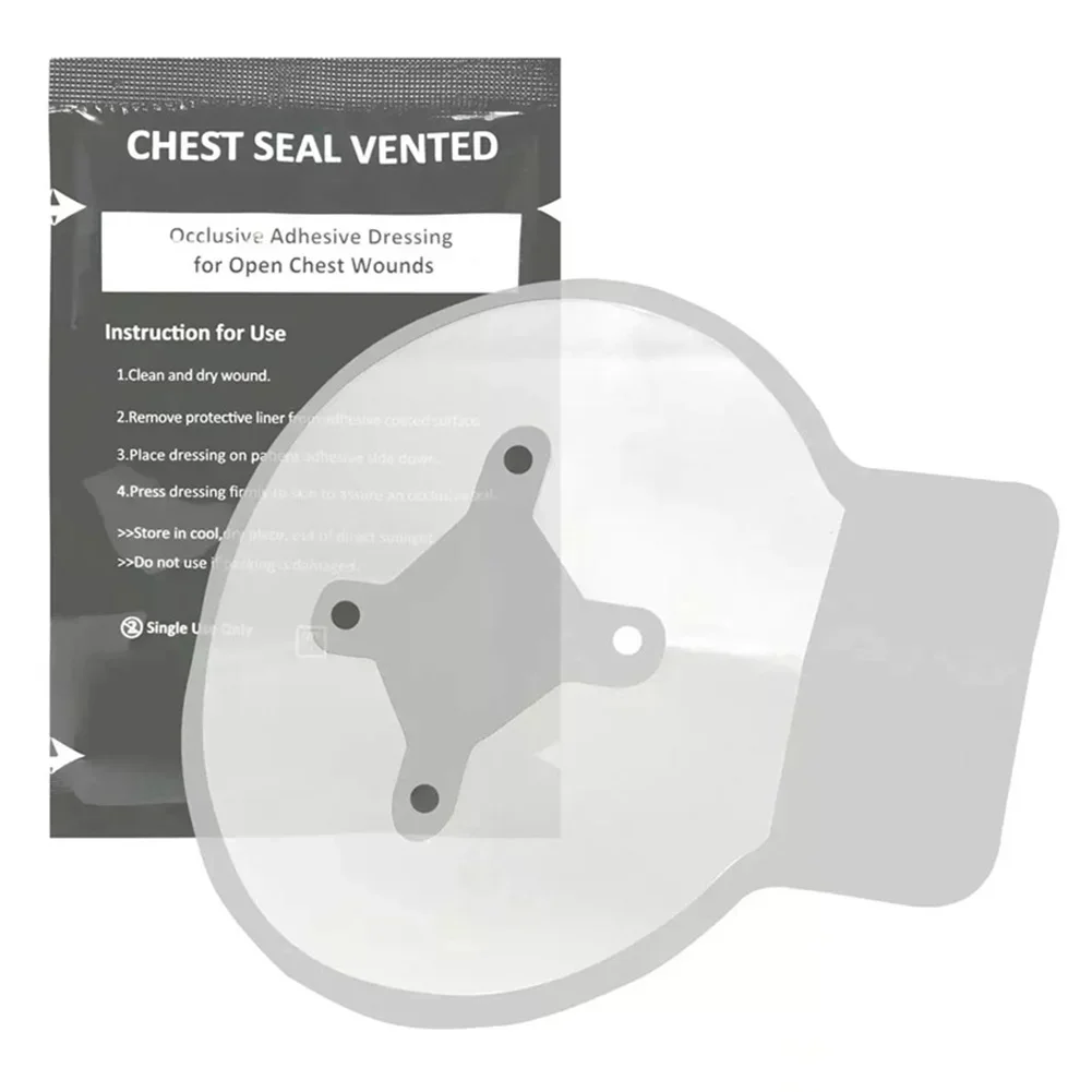 1PC Vent Chest Seal Life-Saving Wound Care for Emergency or Tactical Situation Advanced Adhesive Sterile Transparent Lightweight