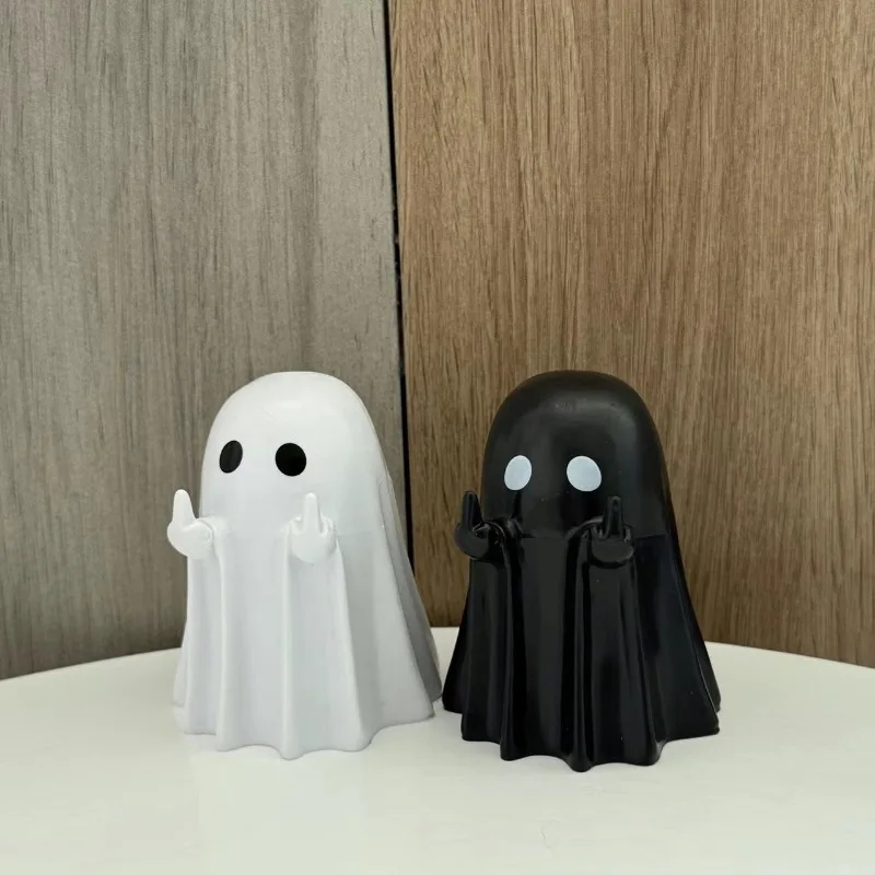 Car Decorate Luminous Middle Finger Cute Ghost Statue Small Scary Ghost Figurines Halloween Decoration Home Table Ornaments