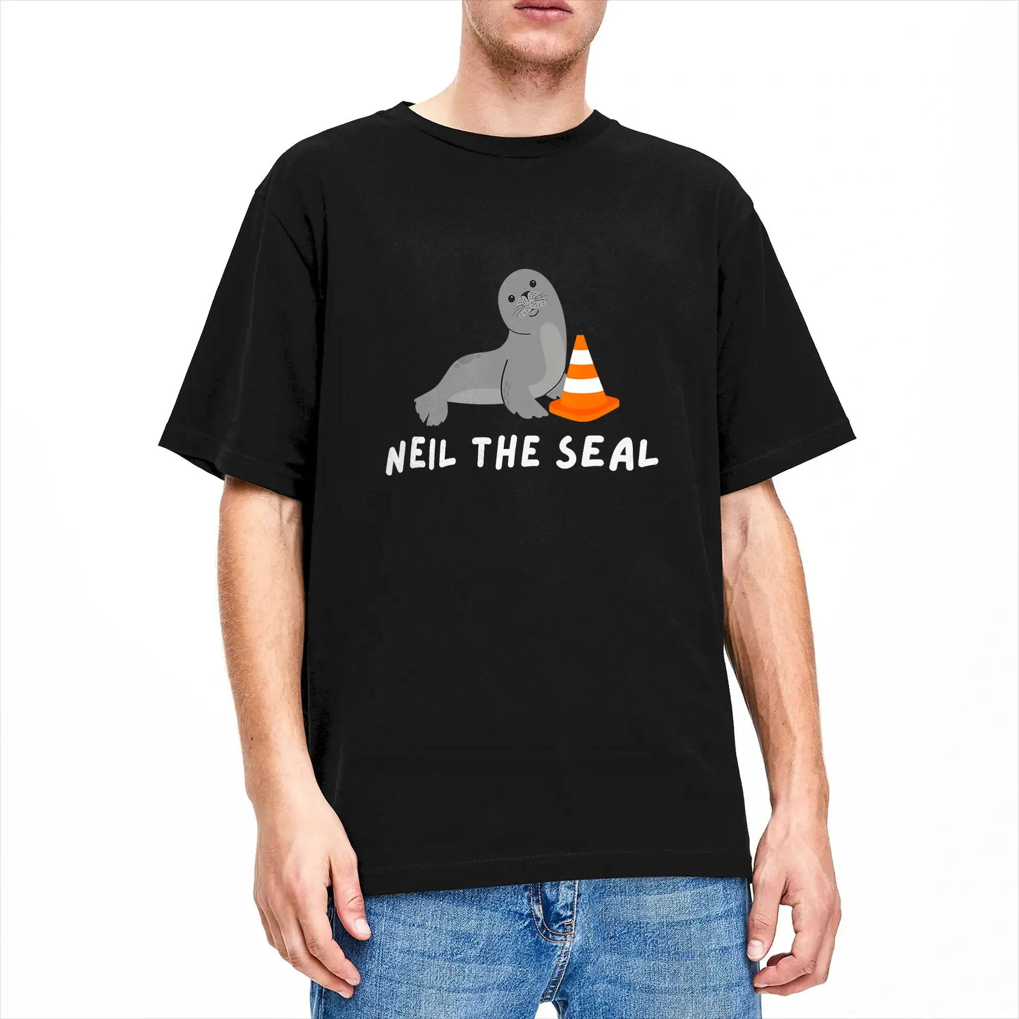 Streetwear T Shirt Neil the Seal Cotton T-Shirts  Novelty Tshirt for Men Summer Y2K Funny Print Short Sleeve Tops