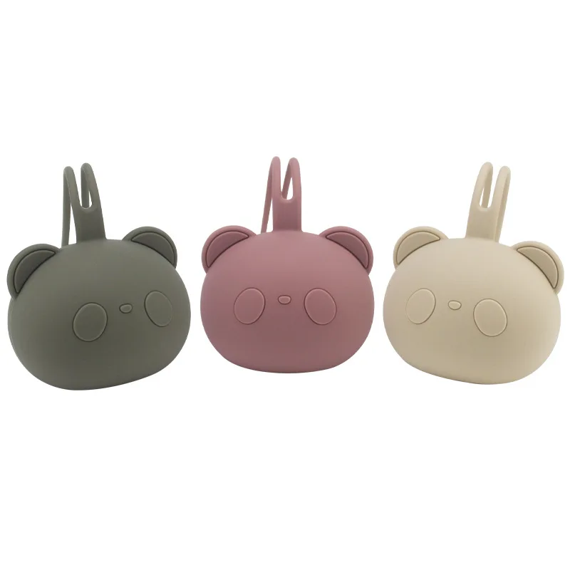 Newborns Silicone Nipple Storage Bag Food Grade Personalized Kids Pacifier Holder Portable Bear Shape Nipple Case Attachment