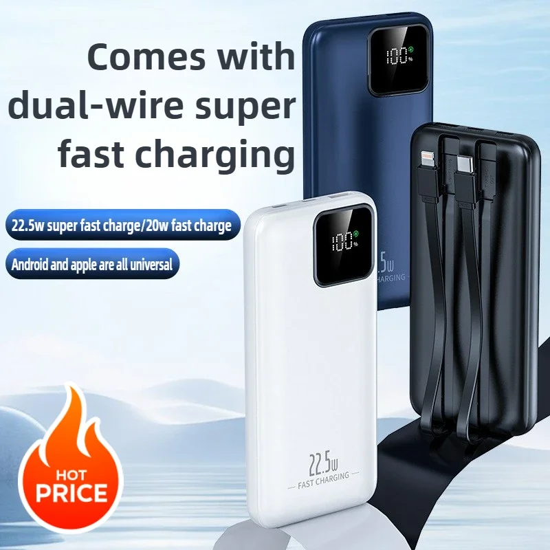

10000mAh 22.5W Fast Charge Power Bank with Built-in Cable Portable Mobile Charger for Mobile Phone