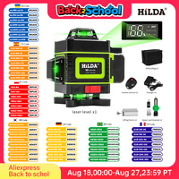 HILDA 16/12 Lines Laser Level Green Line SelfLeveling 360 Horizontal And Vertical Super Powerful Laser Level Green Beam