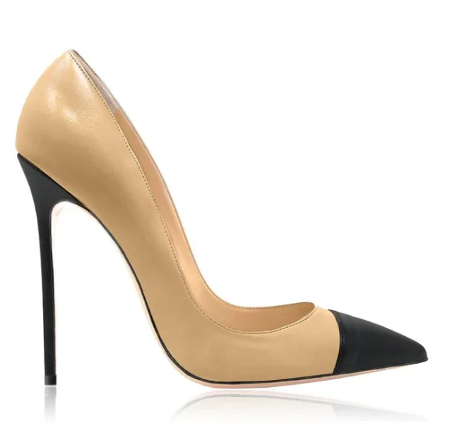 Sexy Mixed Colors Pumps Women Pointed Toe Shallow Stilettos Leather High Heels 2024 Designer Big Size Party Office Dress Shoes