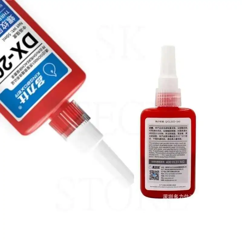 262 270 340 rosso/giallo Frenafiletti Agente di bloccaggio della vite di asciugatura Fluido di bloccaggio del filo Forte adesivo di fissaggio del filo antiscivolo 50ml