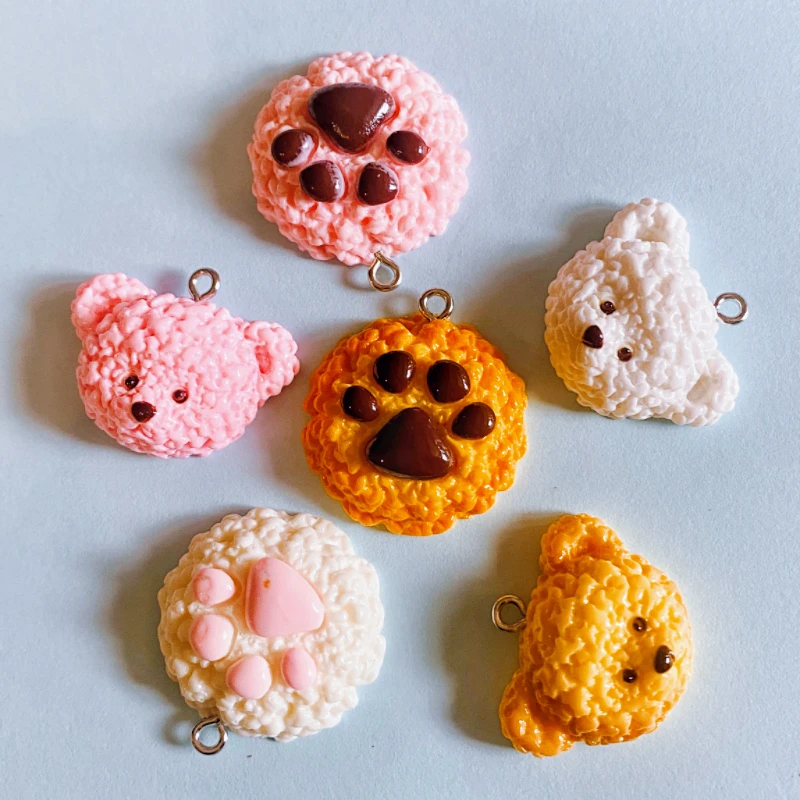 10pcs Food Bear Cookie Biscuit Resin Charms For Jewelry Making Necklace Keychain Earrings Pendants DIY Supplies Accessories