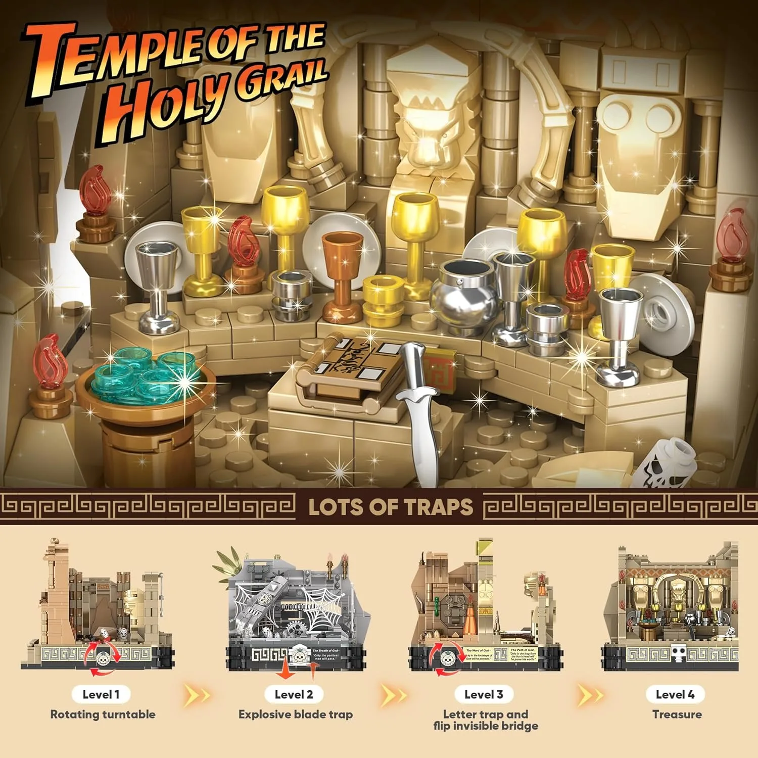 Movie Modular Building MOC 66037 Raiders of the Lost Ark Temple of the Holy Grail Model 2388PCS Building Blocks Brick Toys Gift