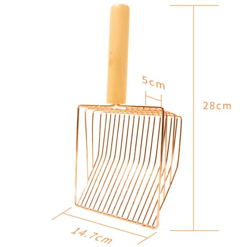 Cat Litter Scoop Metal Sand Scoop for Cats Toilet Cleaning Wooden Handle Cat Litter Shovels Stainless Steel Cats Sand Shovels