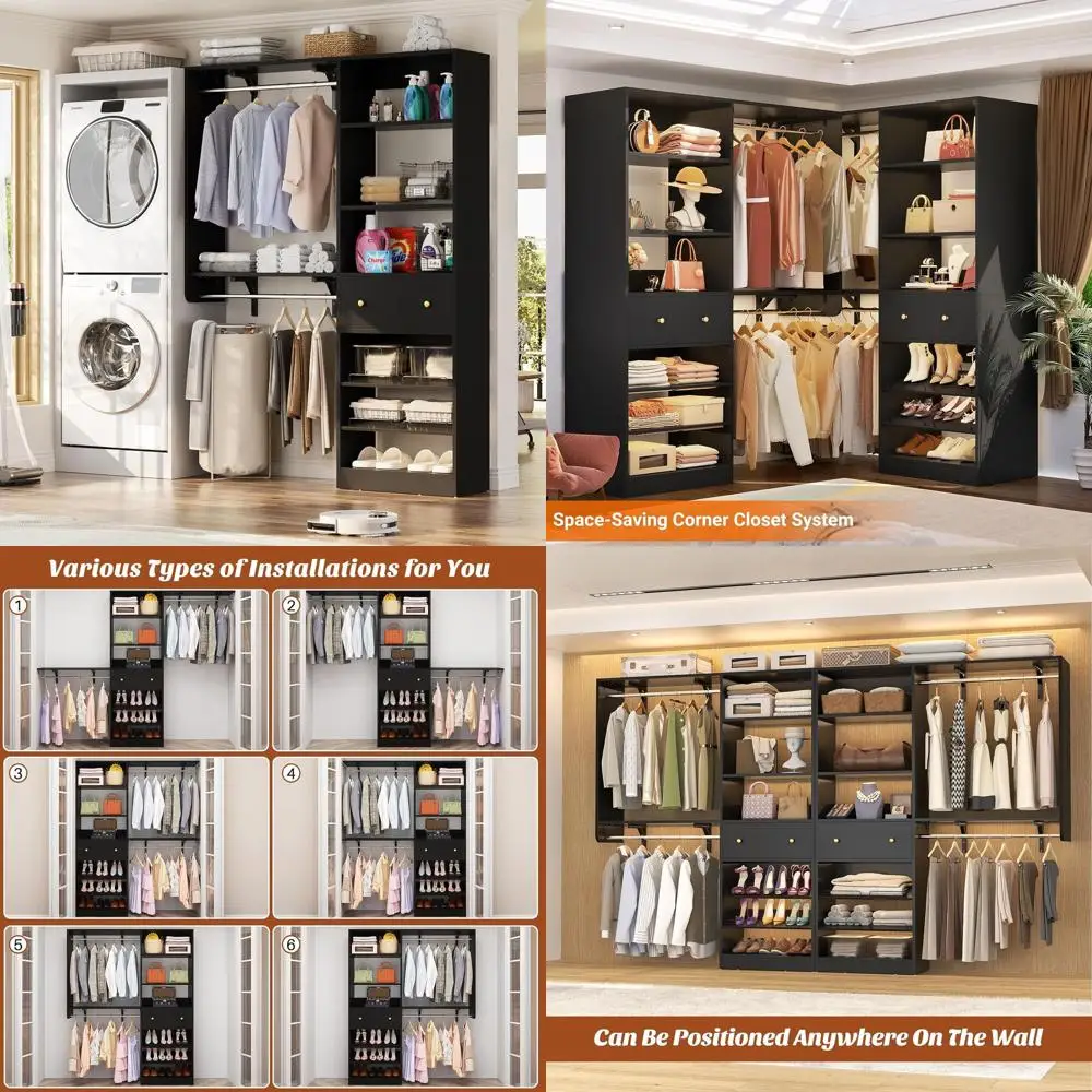 120 Inch Reversible Wood Closet Organizer System
