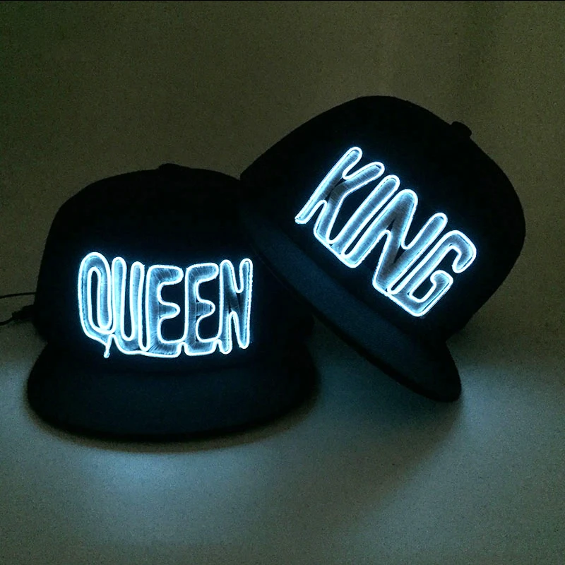 LED Valentine's Day Baseball Caps King And Queen Cap Men's and Women's Hip-hop Hat Valentine Holiday Street Style Led Supplies