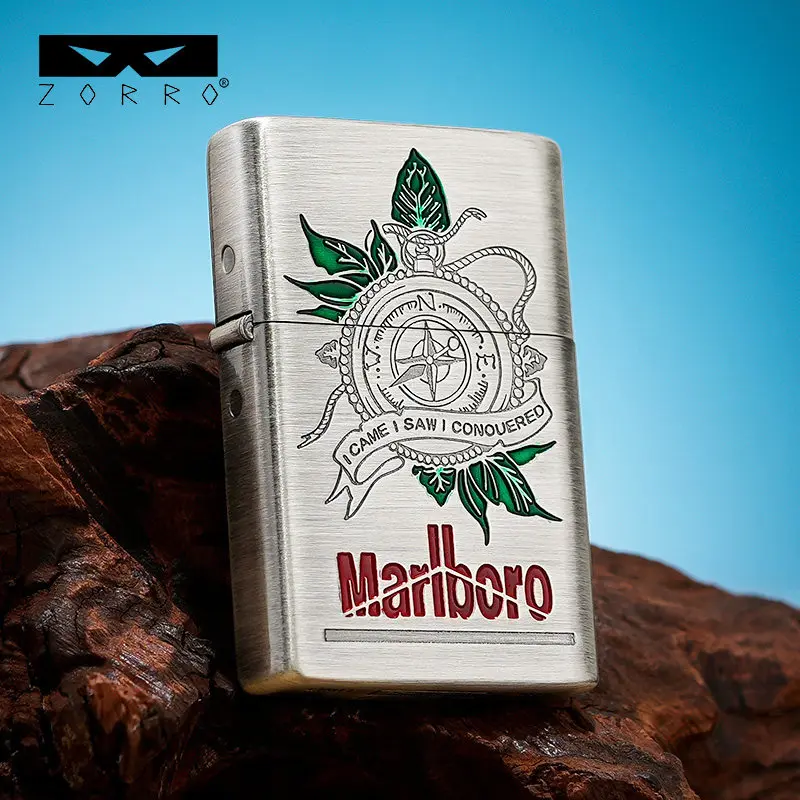 Compass Kerosiene Windproof Lighter Enamel Painted Valentine's Day High-end Collectible Cigarette Lighter Cigarette Accessories