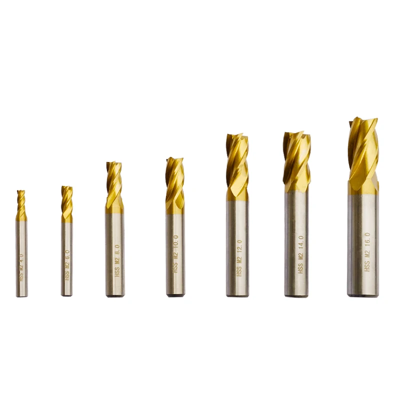 Four-edged milling cutter titanium plated 7-piece set for Fersa drilling and milling machines