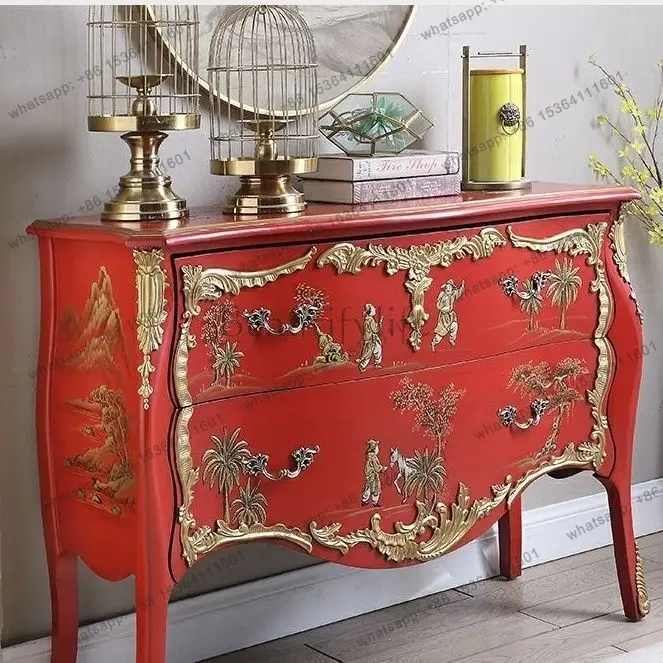 

New Chinese retro old painted side cabinets, solid wood porch lockers