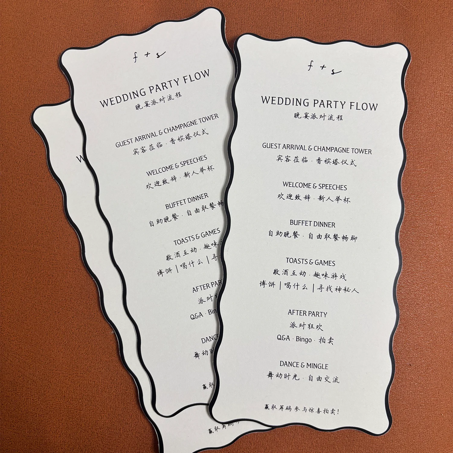 personalized Wave Edge Menu Table Card Couple's Name Wedding menu Festival Event Annual Meeting Plate Card Process Card 80pcs