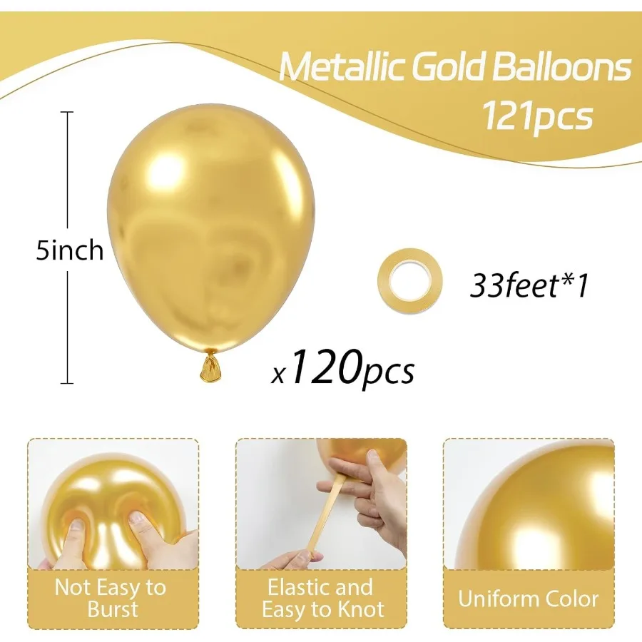 120 قطعة 5 بوصة بالونات ذهبية معدنية صغيرة كروم الذهب اللاتكس بالونات للتخرج المشاركة الزفاف حفلة عيد ميلاد الديكور