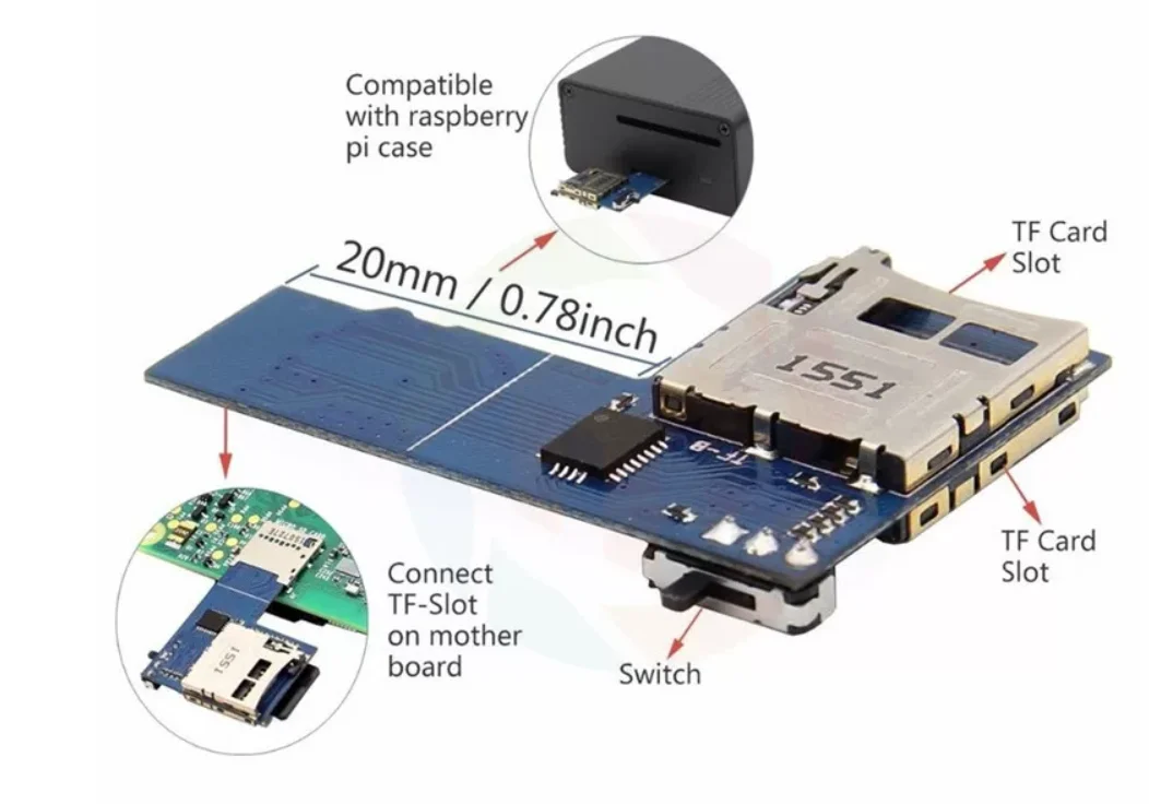 Dual TF Card Reader And Dual System Switcher for Raspberry Pi 3B/3B+/2B/B+ Compatible with RPi - TF Card Switch