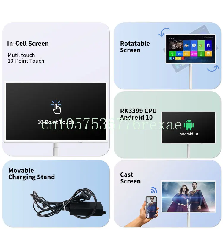 Touch Screen Smart TV with Stand and Battery 4+32/4+64GB Leaderhub 32 Inch Rk3399 Andro 10 System Incell