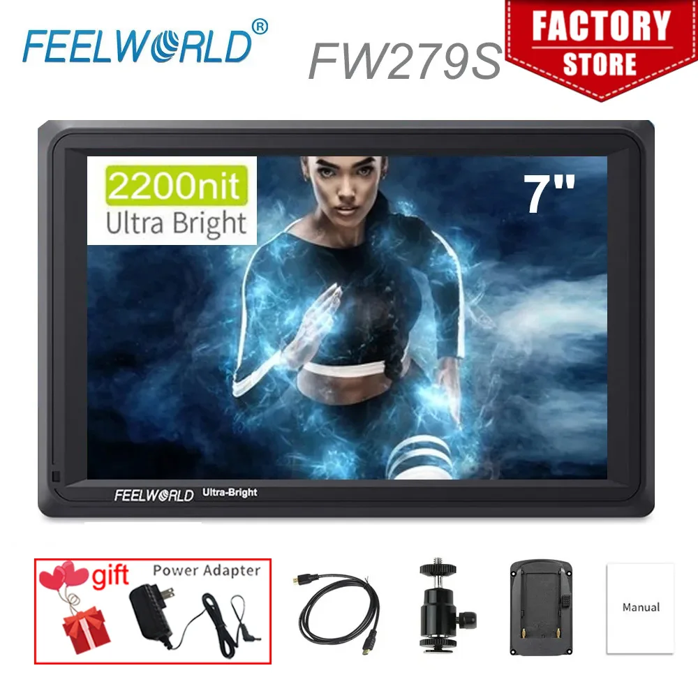 

Feelworld FW279S 7 inch DSLR Camera Monitor 3G SDI Full HD 1920x1200 LCD IPS Field Monitor 4K HDMI Input Output for outdoors