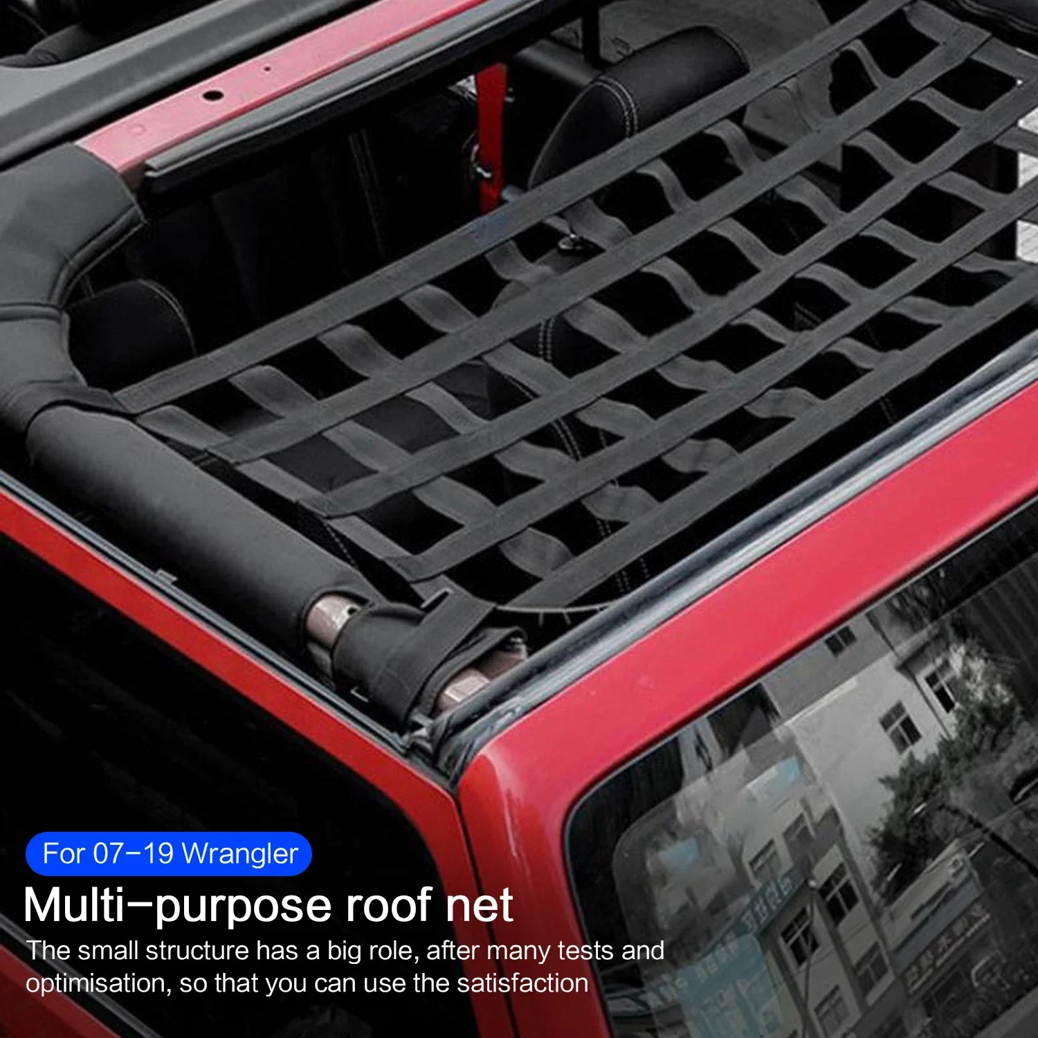 Auto Multifunction Retrofit Mesh Cargo Net Car Roof Storage Net Tail Box Net Accessories for Jeep Wrangler TJ JK 07-18