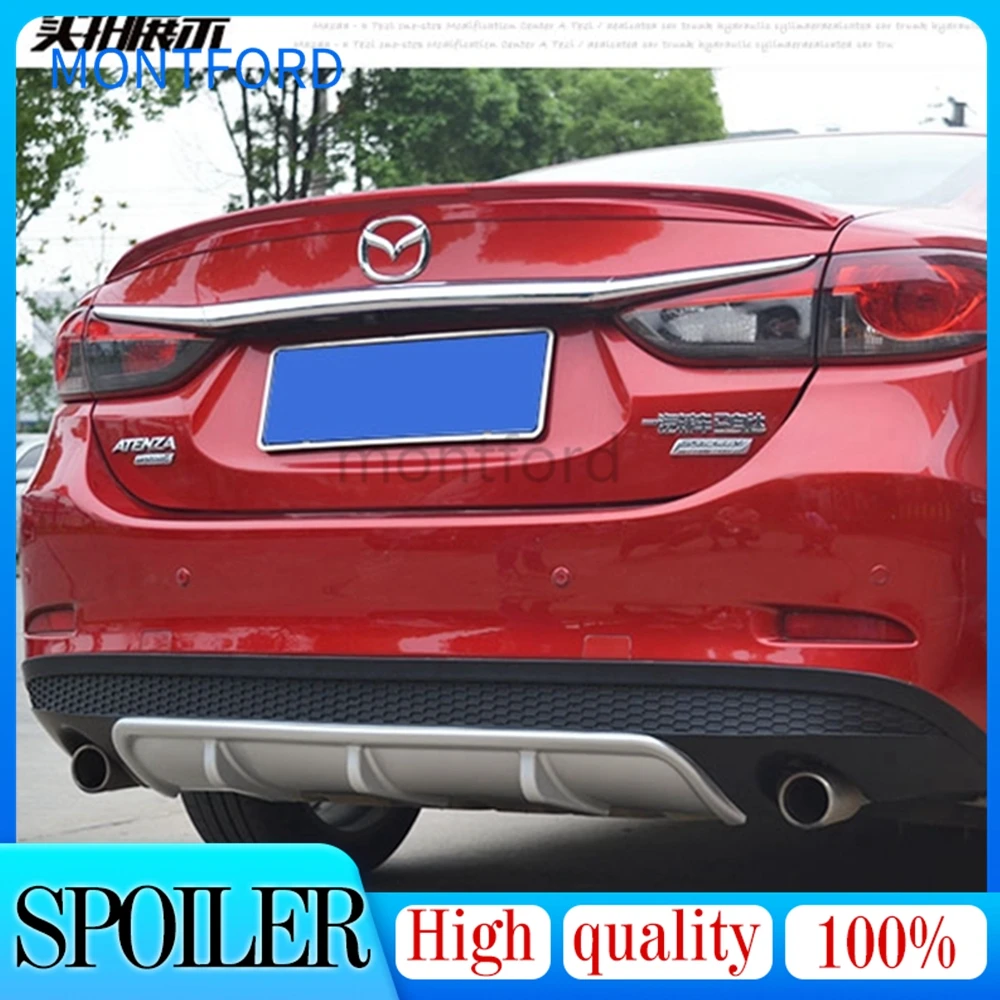 

MONTFORD For Mazda 6 M6 Atenza 2014 2015 2016 2017 ABS Plastic Rear Spoiler Diffuser Bumper Guard Protector Skid Plate Cover